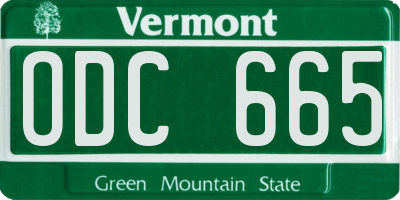 VT license plate ODC665