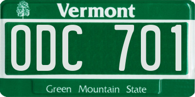 VT license plate ODC701
