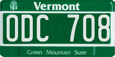VT license plate ODC708