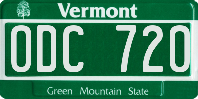 VT license plate ODC720
