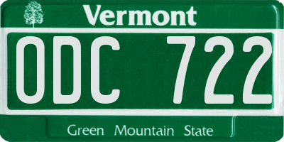VT license plate ODC722