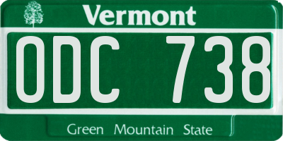 VT license plate ODC738