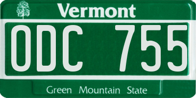 VT license plate ODC755