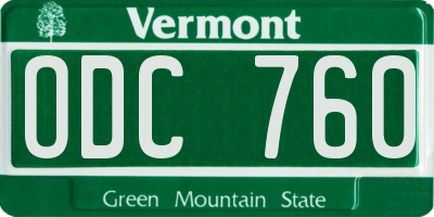 VT license plate ODC760