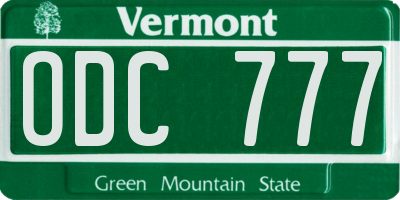 VT license plate ODC777
