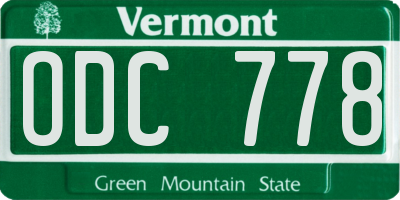 VT license plate ODC778