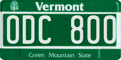 VT license plate ODC800