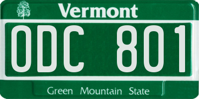 VT license plate ODC801