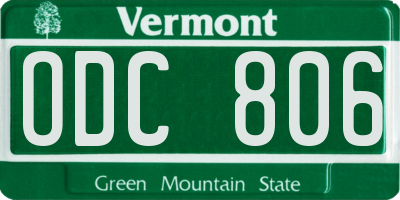 VT license plate ODC806