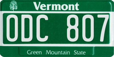 VT license plate ODC807