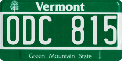 VT license plate ODC815