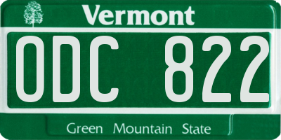 VT license plate ODC822