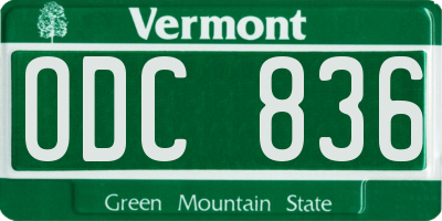 VT license plate ODC836