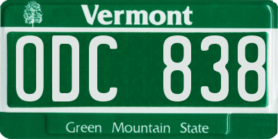 VT license plate ODC838