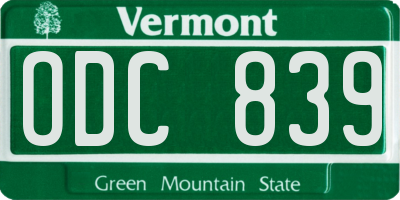 VT license plate ODC839