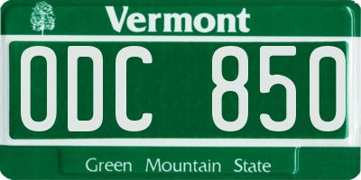 VT license plate ODC850