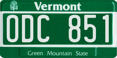 VT license plate ODC851