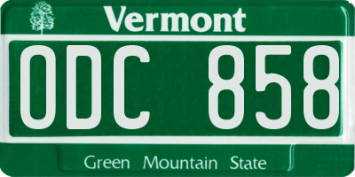 VT license plate ODC858