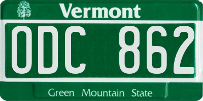VT license plate ODC862