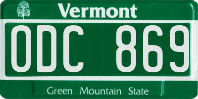 VT license plate ODC869