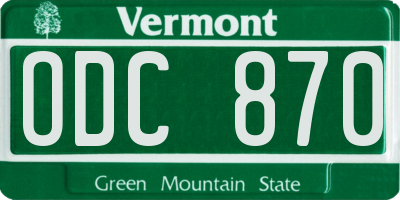 VT license plate ODC870