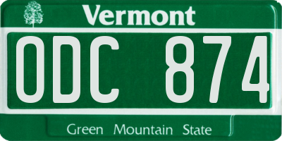 VT license plate ODC874