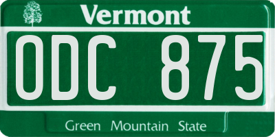 VT license plate ODC875