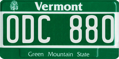 VT license plate ODC880