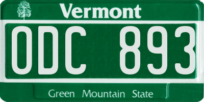 VT license plate ODC893