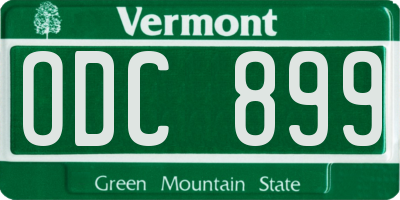 VT license plate ODC899