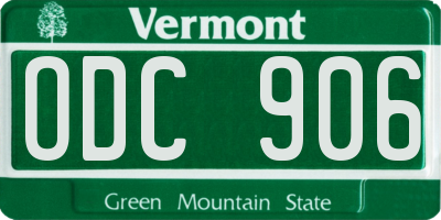 VT license plate ODC906