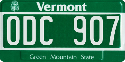 VT license plate ODC907