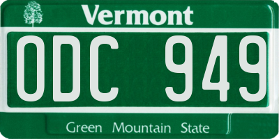 VT license plate ODC949