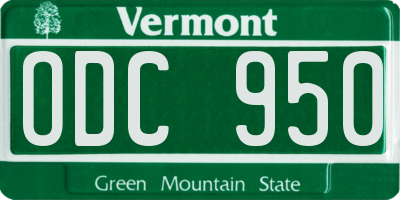 VT license plate ODC950