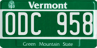 VT license plate ODC958