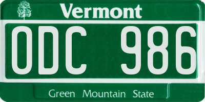 VT license plate ODC986
