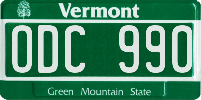 VT license plate ODC990