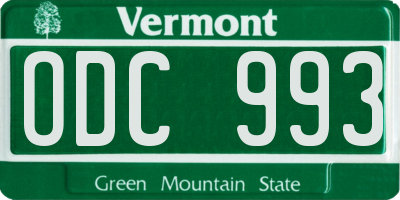 VT license plate ODC993