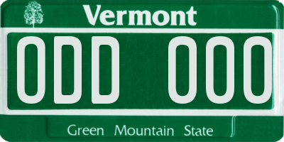VT license plate ODD000