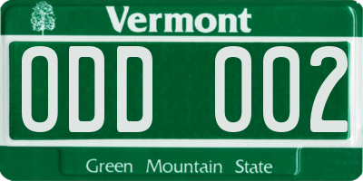 VT license plate ODD002