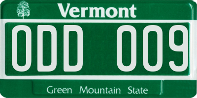 VT license plate ODD009