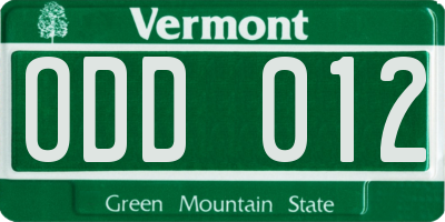 VT license plate ODD012
