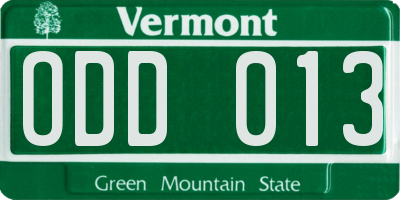 VT license plate ODD013