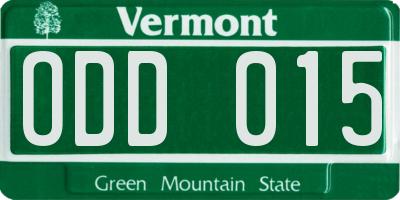 VT license plate ODD015