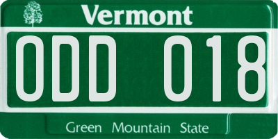 VT license plate ODD018