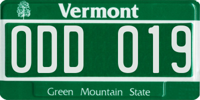 VT license plate ODD019