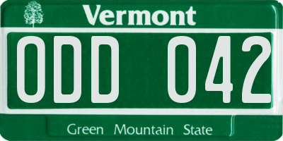 VT license plate ODD042