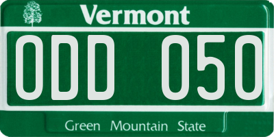 VT license plate ODD050