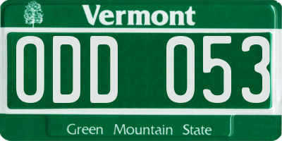 VT license plate ODD053