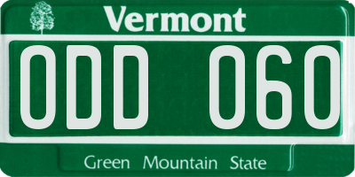 VT license plate ODD060